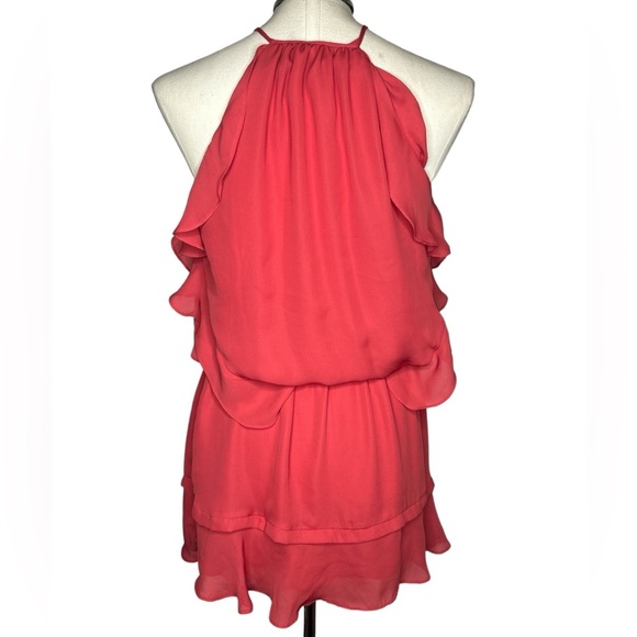 Parker Coral Pink Blouson Halter Mini Dress Size M - Picture 3 of 10